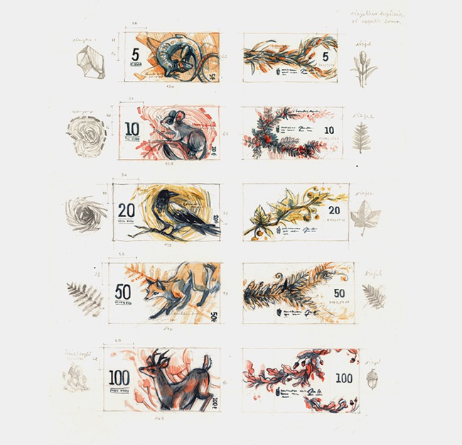 创杰带你看看动植物手绘风格匈牙利纸币设计(图18)